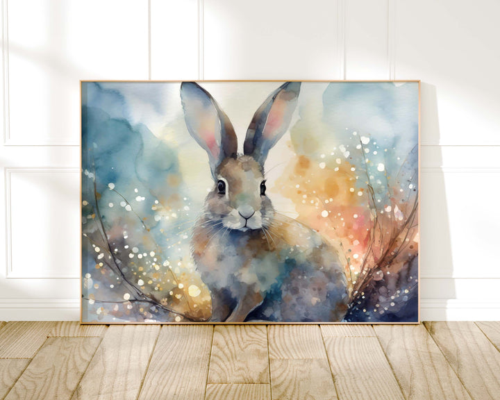 Hare Watercolour Painting, Animal Print, Cottagecore Farmhouse Gallery Wall Art, Original Art Hare Poster, Nature Home Decor Gift For Her