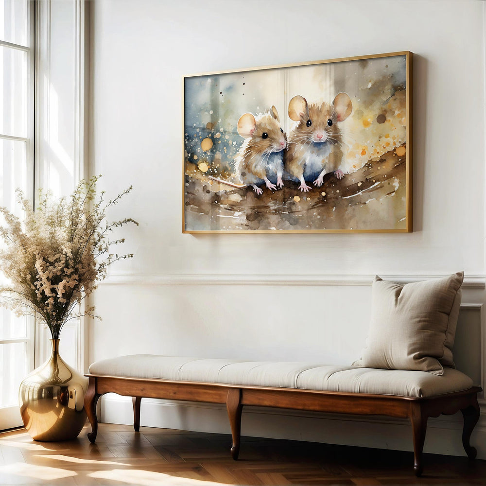 Mouse Watercolour Painting, Animal Print, Cottagecore Farmhouse Gallery Wall Art, Original Art Mouse Poster, Nature Home Decor Gift For Her