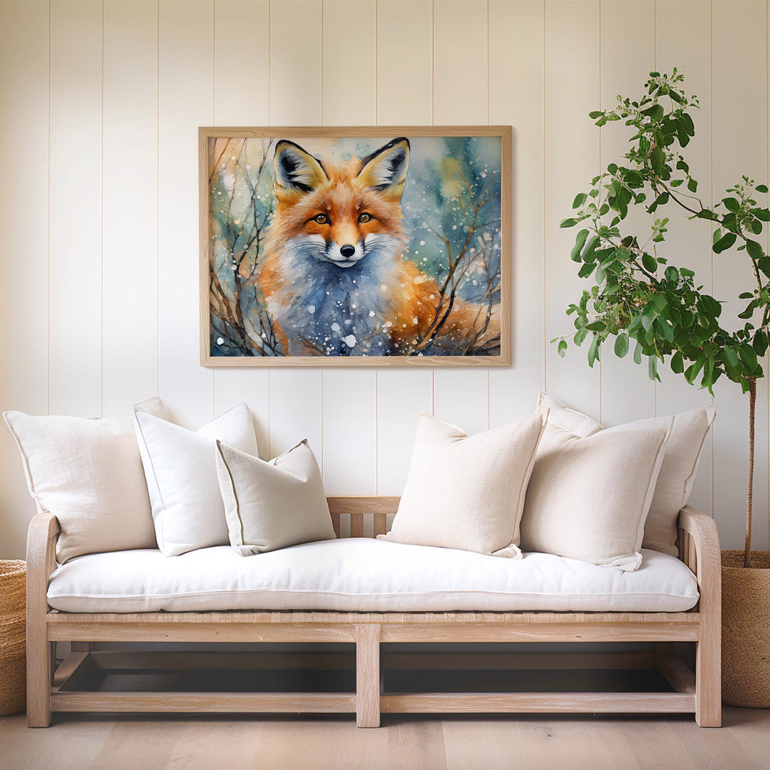 Fox Watercolour Painting, Animal Print, Cottagecore Farmhouse Gallery Wall Art, Original Art Fox Poster, Nature Lover Gift, Home Wall Decor