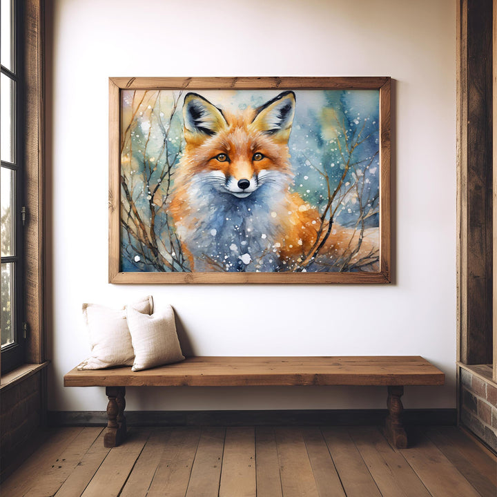 Fox Watercolour Painting, Animal Print, Cottagecore Farmhouse Gallery Wall Art, Original Art Fox Poster, Nature Lover Gift, Home Wall Decor