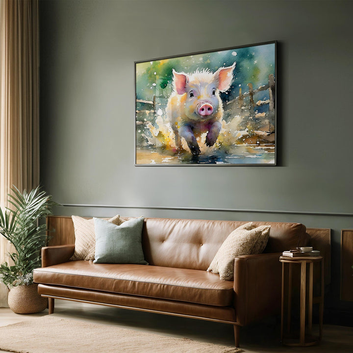 Pig Watercolour Painting, Farm Animals Print, Cottagecore Farmhouse Decor, Animal Poster, Living Room Wall Art, Nature Lover Farming Gifts