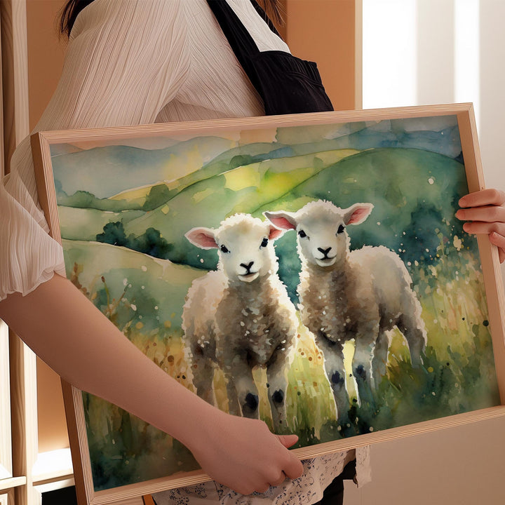 Sheep Watercolour Painting, Farming Animal Print, Cottagecore Farmhouse Decor, Original Living Room Wall Art, Nature Home Decor Farming Gift