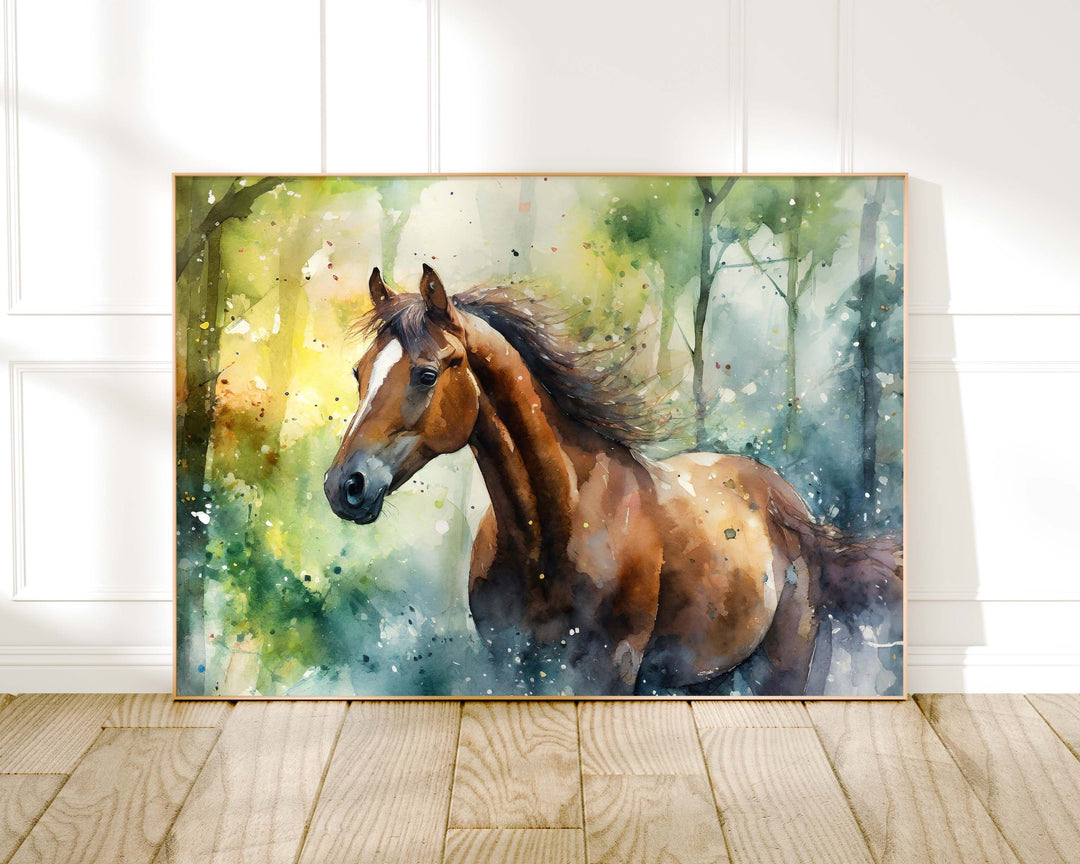 Horse Watercolour Painting, Farm Animals Print, Cottagecore Farmhouse Decor, Animal Poster, Living Room Wall Art, Nature Lover Horse Gift