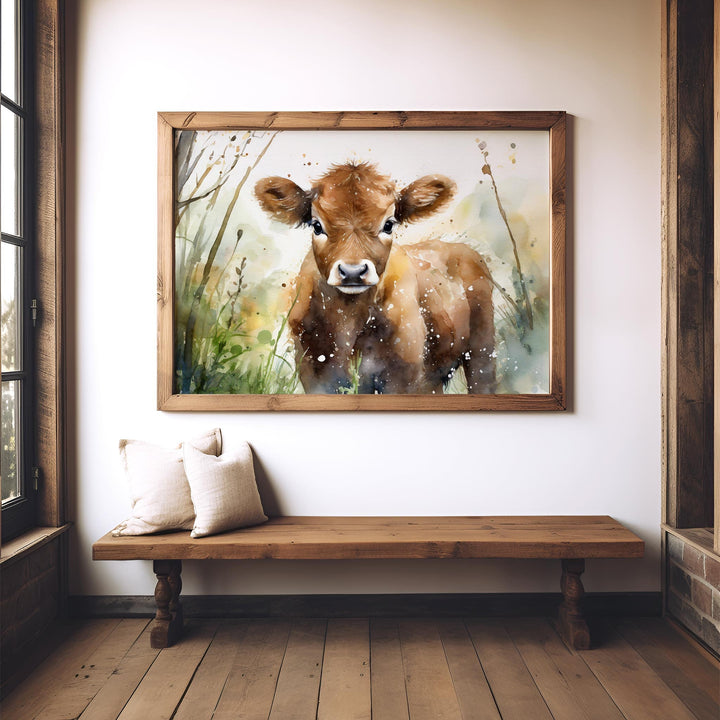 Cow Watercolour Painting, Farm Animal Print, Cottagecore Farmhouse Decor, Living Room Wall Art, Nature Lover Home Art Decor, Farming Gifts