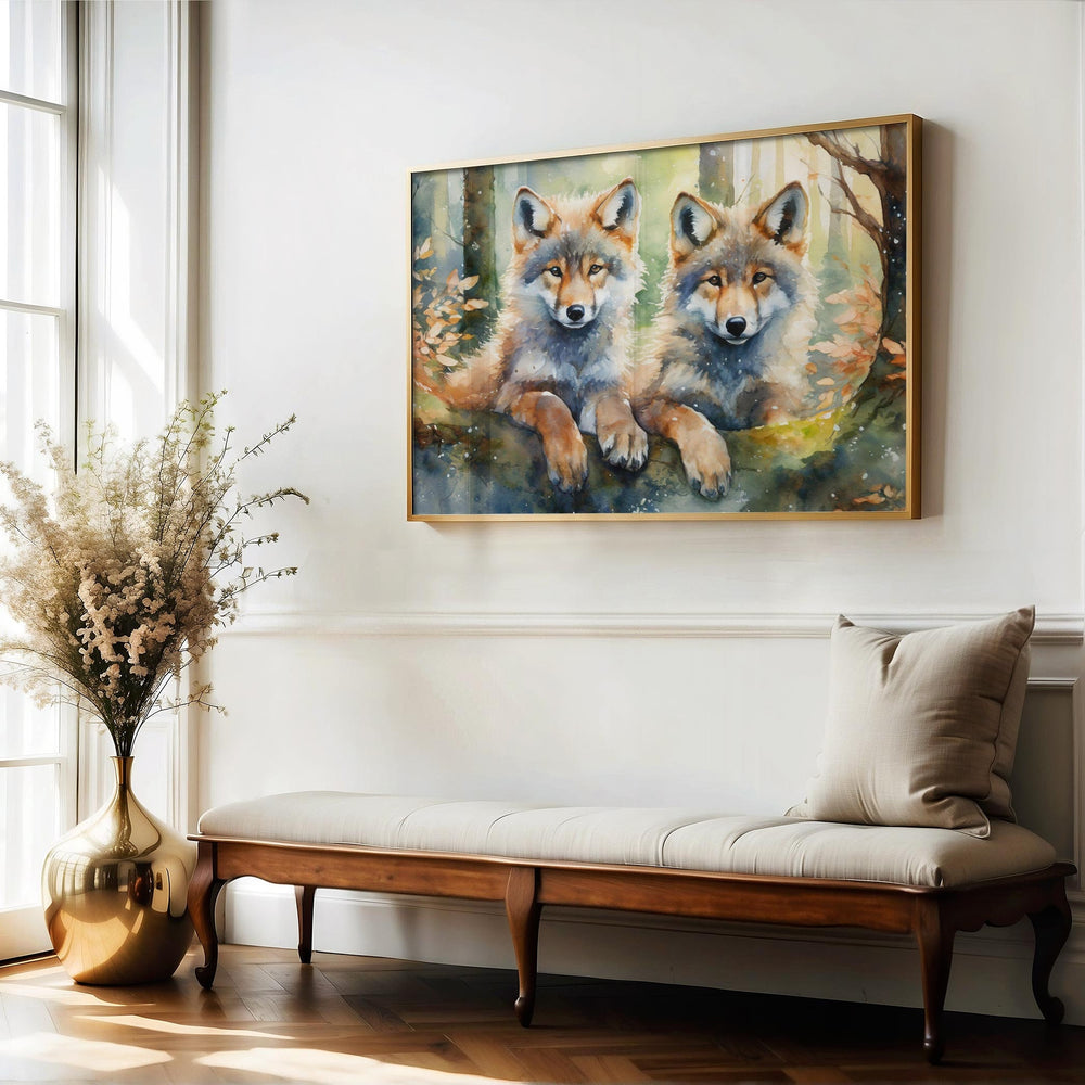 Wolf Watercolour Painting, Wild Animal Print, Cottagecore Farmhouse Gallery Wall Art, Wildlife Wolves Poster, Nature Home Decor Gift For Him