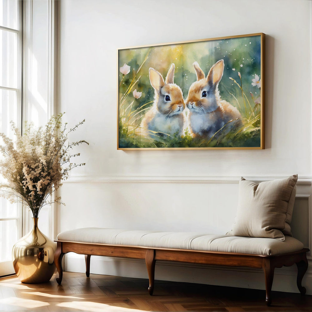 Rabbit Watercolour Painting, Animal Print, Cottagecore Farmhouse Gallery Wall Art, Wildlife Bunny Prints For Kids, Home Decor Rabbit Gifts