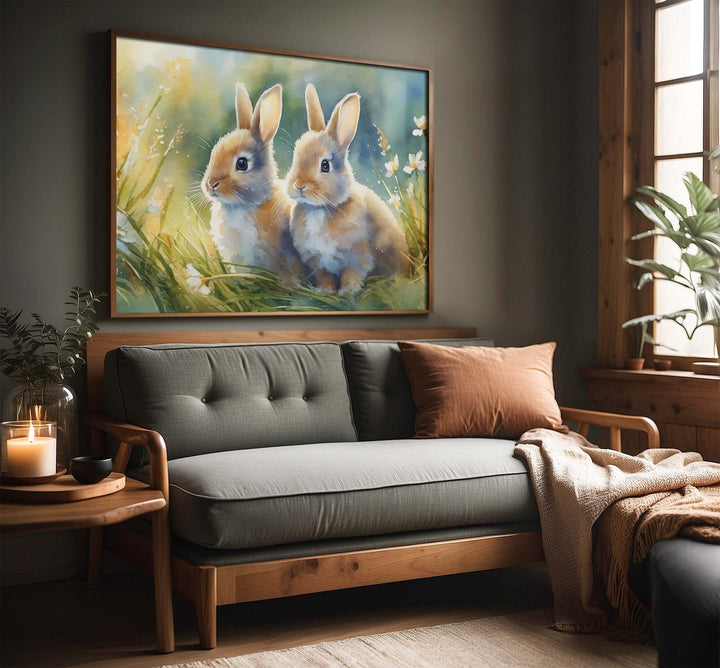 Rabbit Watercolour Painting, Animal Print, Cottagecore Farmhouse Gallery Wall Art, Wildlife Rabbit Poster, Nature Home Decor Gift For Her