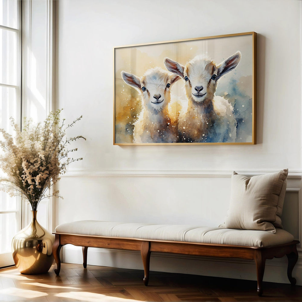 Goat Watercolour Painting, Farm Animal Print, Cottagecore Farmhouse Decor, Original Living Room Wall Art, Nature Home Decor Farming Gifts