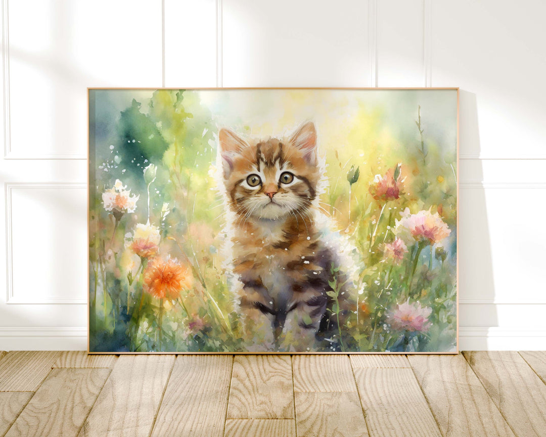 Cat Watercolour Print, Kids Animal Prints, Cute Kitten Print for Kids, Cat Gift For Cat Lovers Poster, Kids Bedroom Decor Wall Art, Pet Gift