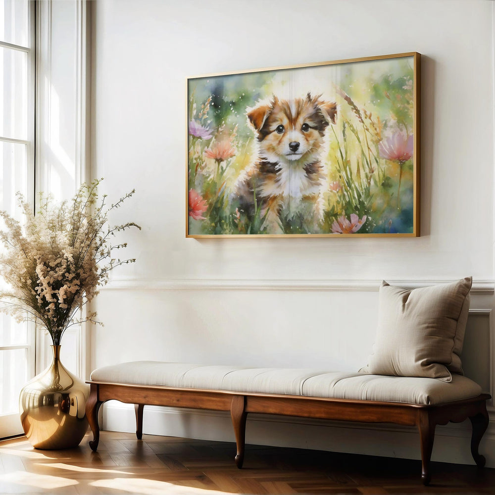 Dog Watercolour Print, Cute Puppy Pet Portrait, Animal Print For Kids, Dog Gifts For Dog Lovers, Kids Bedroom Decor Wall Art, Pet Puppy Gift