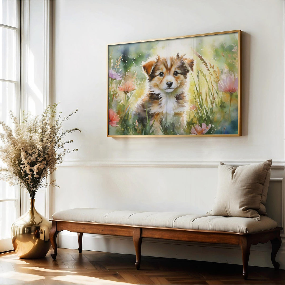Dog Watercolour Print, Cute Puppy Pet Portrait, Animal Print For Kids, Dog Gifts For Dog Lovers, Kids Bedroom Decor Wall Art, Pet Puppy Gift