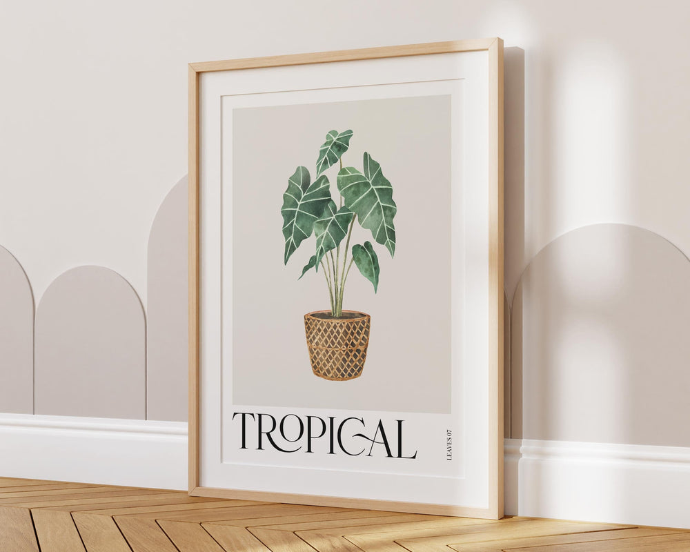 Tropical Alocasia Plant Print, Colourful Tropical Leaves Wall Art, Botanical Rainforest Poster, Wild Nature Foliage Living Room Home Decor