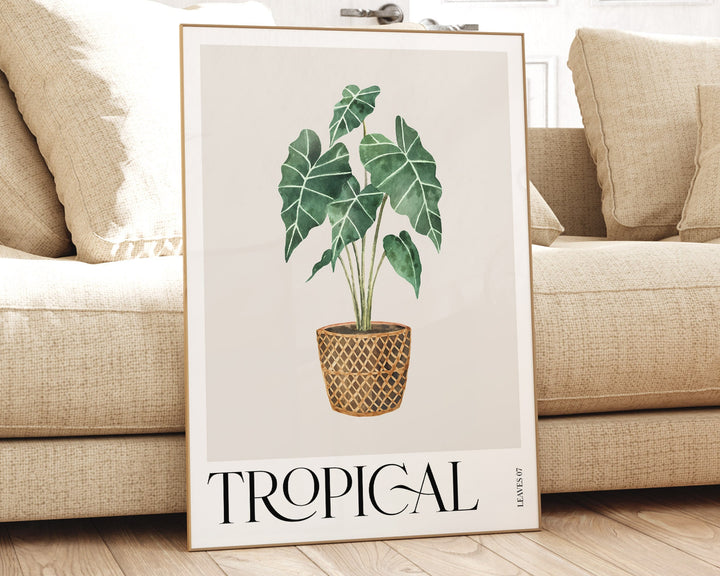 Tropical Alocasia Plant Print, Colourful Tropical Leaves Wall Art, Botanical Rainforest Poster, Wild Nature Foliage Living Room Home Decor