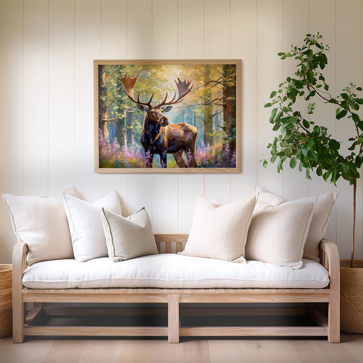 Moose Watercolour Painting, Wildlife Animal Print, Cottagecore Farmhouse Decor, Original Living Room Wall Art, Nature Lover Home Decor Gift