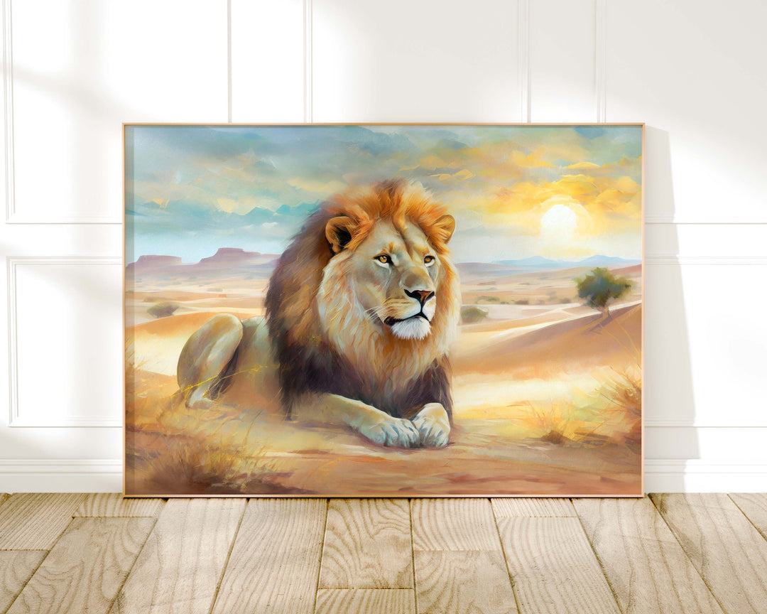 Lion Watercolour Print, Wildlife Safari Animal Print, Original Living Room Large Wall Art, Animal Painting, Nature Lover Home Decor Gift