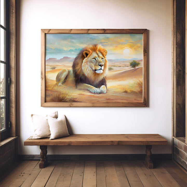 Lion Watercolour Print, Wildlife Safari Animal Print, Original Living Room Large Wall Art, Animal Painting, Nature Lover Home Decor Gift