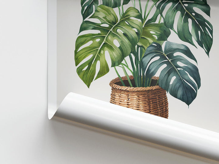 Tropical Monstera Plant Print, Colourful Tropical Leaf Watercolour Wall Art, Botanical Rainforest Poster, Modern Art Living Room Home Decor