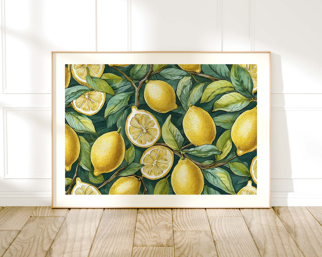 William Morris Style Vintage Lemons Print, Botanical Gifts Fruit Decor, Kitchen Prints, Kitchen Gift, Dining Room Wall Art, Food Art Gifts
