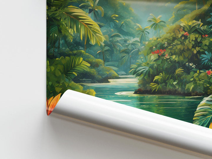 Tropical Bird Botanical Print, Colourful Rainforest Jungle Wall Art, Animal Poster, Botanical Plants Flower Art Inspired By Henri Rousseau