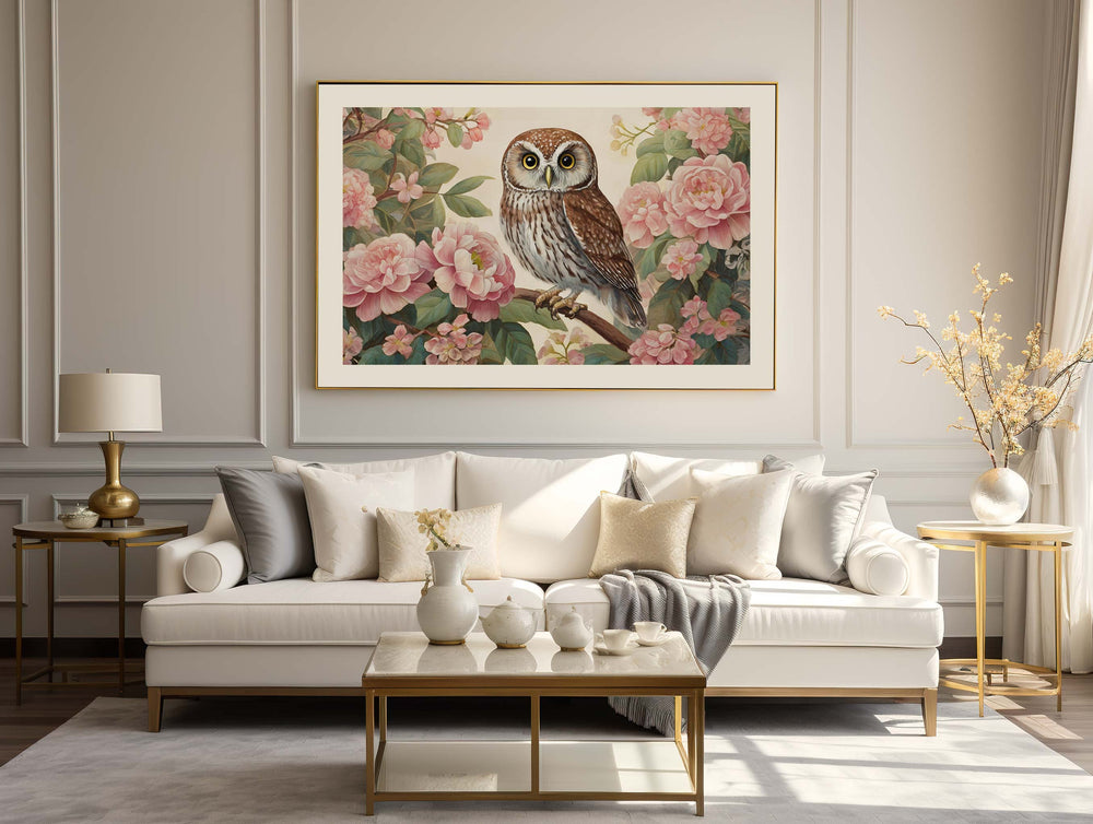 William Morris Style Owl Print, Vintage Botanical Wildlife Bird Print, Flower Floral Home Decor, Living Room Wall Art, Exhibition Poster