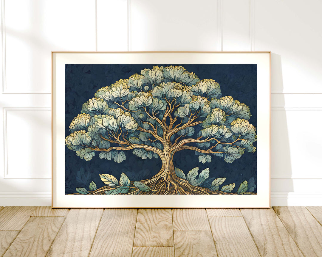 William Morris Style Tree Print, Vintage Botanical Nature Wall Art, Woodland Forest Trees Print, Landscape Tree Painting, Exhibition Poster