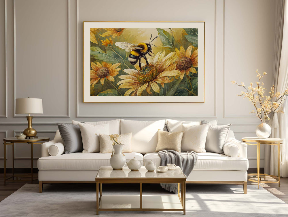 William Morris Style Bee Print, Vintage Botanical Wildlife Insects Art, Nature Home Decor, Original Living Room Wall Art, Exhibition Poster