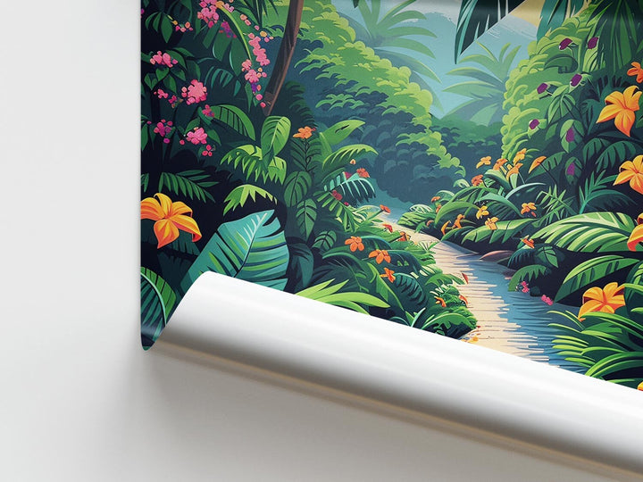 Tropical Rainforest Botanical Print, Colourful Jungle Wall Art, Abstract Landscape Painting, Living Room Decor Inspired By Henri Rousseau