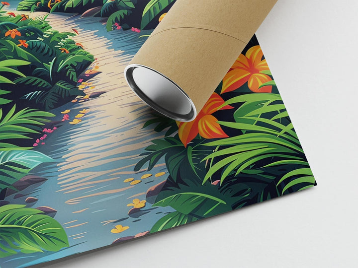 Tropical Rainforest Botanical Print, Colourful Jungle Wall Art, Abstract Landscape Painting, Living Room Decor Inspired By Henri Rousseau