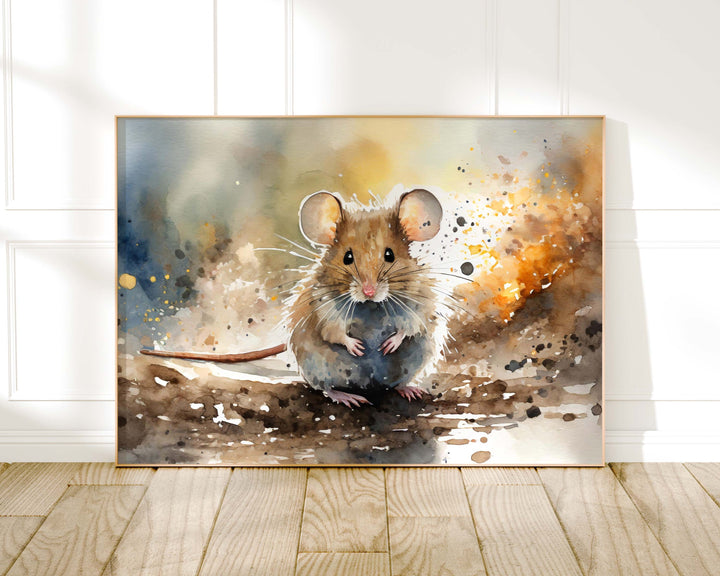 Mouse Watercolour Painting, Animal Print, Cottagecore Farmhouse Gallery Wall Art, Original Art Mouse Poster, Nature Home Decor Gift For Her