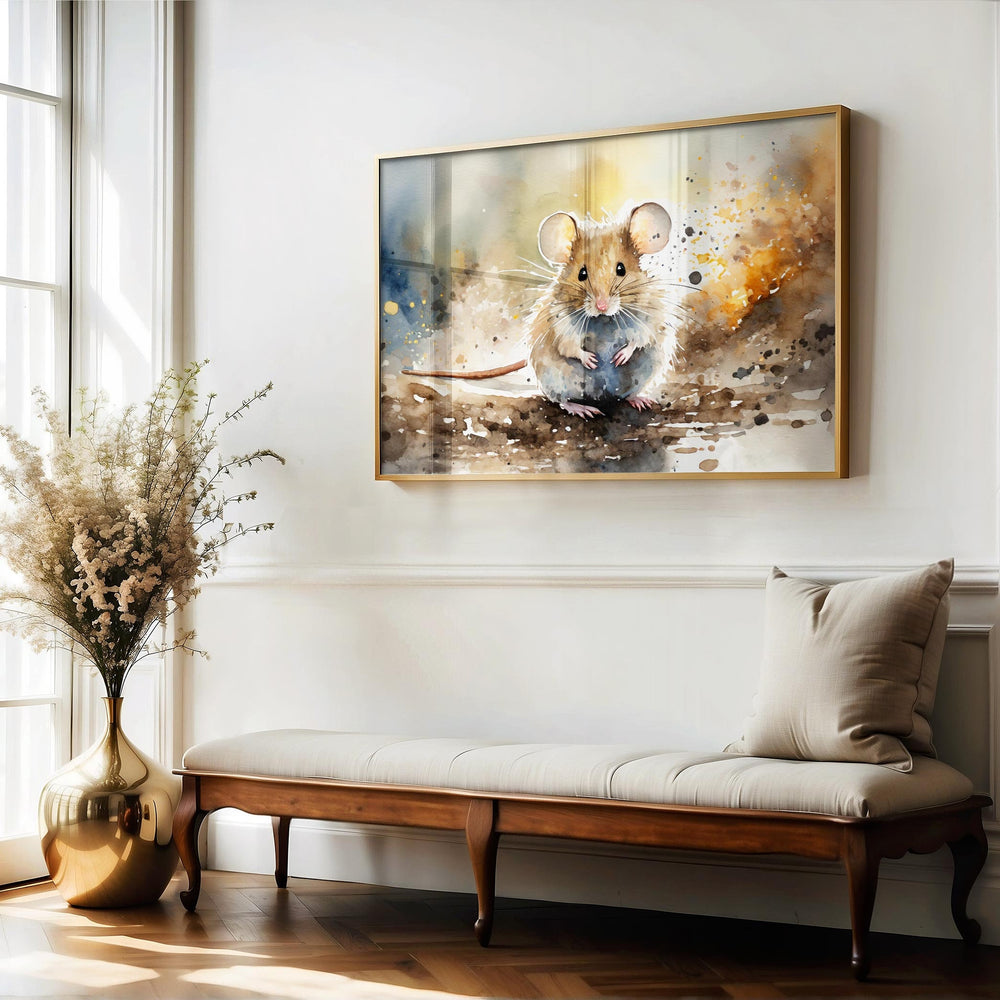 Mouse Watercolour Painting, Animal Print, Cottagecore Farmhouse Gallery Wall Art, Original Art Mouse Poster, Nature Home Decor Gift For Her