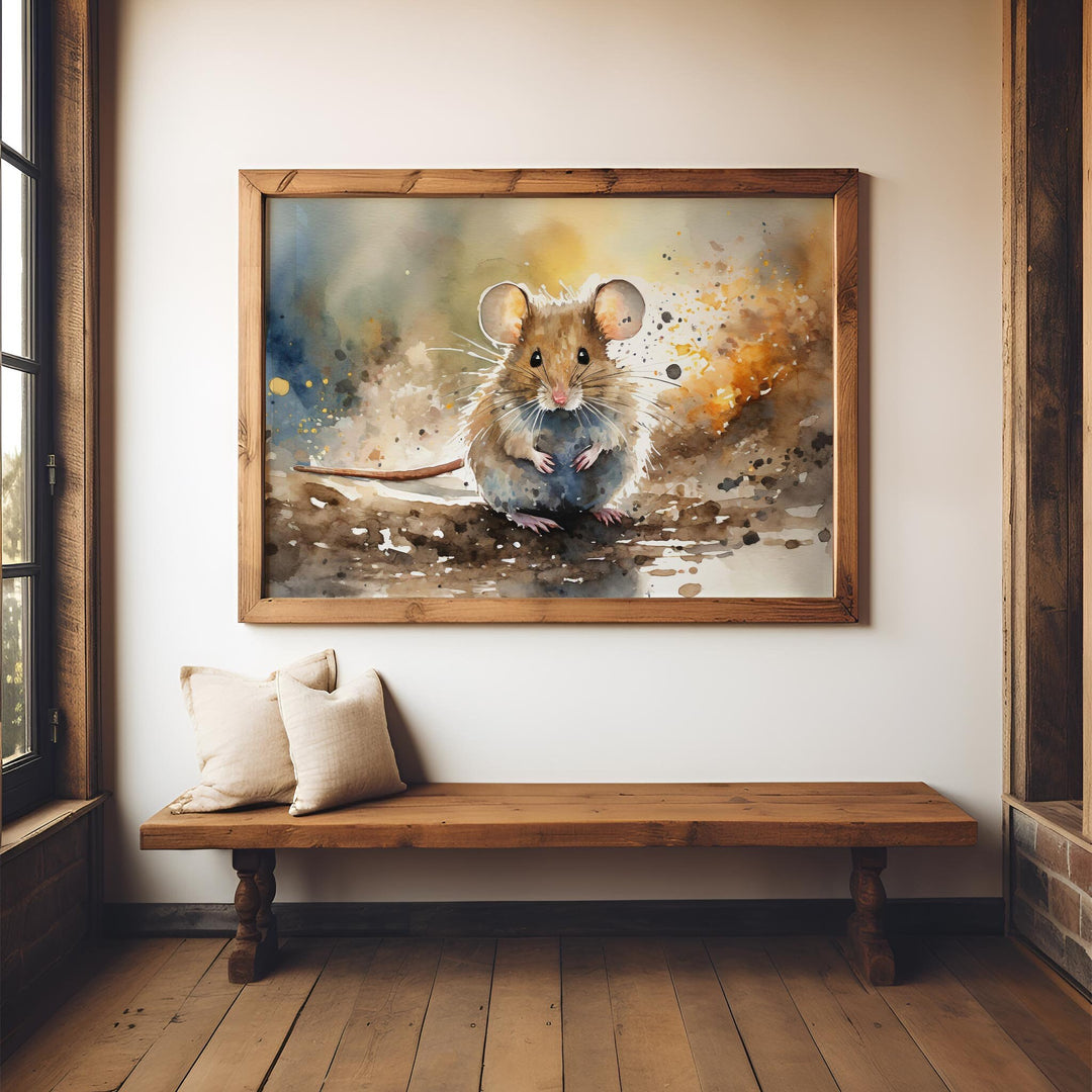 Mouse Watercolour Painting, Animal Print, Cottagecore Farmhouse Gallery Wall Art, Original Art Mouse Poster, Nature Home Decor Gift For Her
