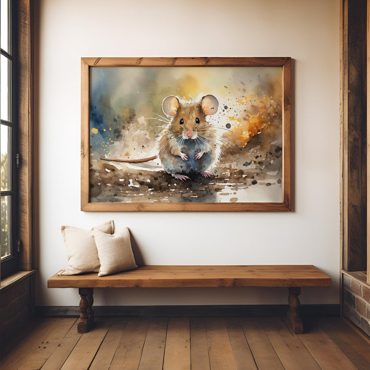 Mouse Watercolour Painting, Animal Print, Cottagecore Farmhouse Gallery Wall Art, Original Art Mouse Poster, Nature Home Decor Gift For Her
