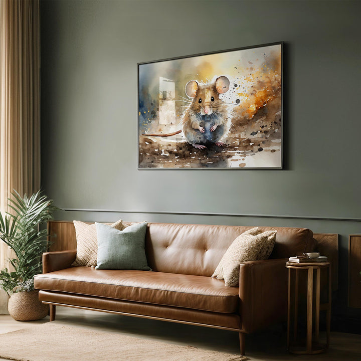 Mouse Watercolour Painting, Animal Print, Cottagecore Farmhouse Gallery Wall Art, Original Art Mouse Poster, Nature Home Decor Gift For Her