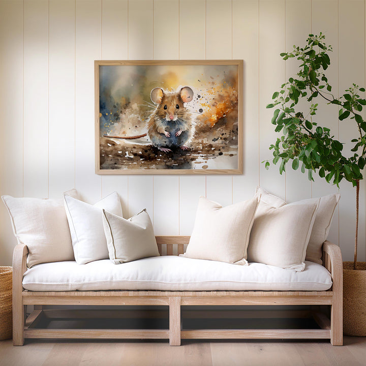 Mouse Watercolour Painting, Animal Print, Cottagecore Farmhouse Gallery Wall Art, Original Art Mouse Poster, Nature Home Decor Gift For Her