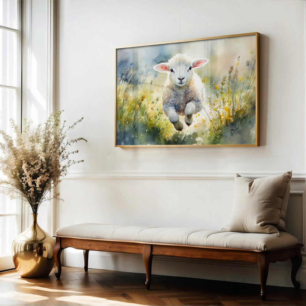 Lamb Watercolour Painting, Wildlife Animal Print, Cottagecore Farmhouse Decor, Original Living Room Wall Art, Nature Home Decor Gift For Her