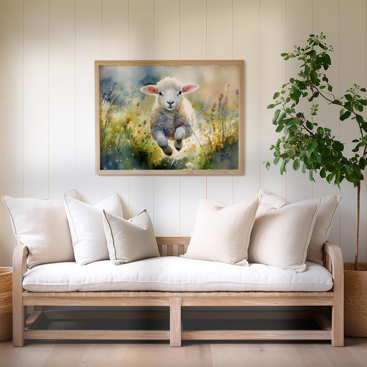 Lamb Watercolour Painting, Wildlife Animal Print, Cottagecore Farmhouse Decor, Original Living Room Wall Art, Nature Home Decor Gift For Her