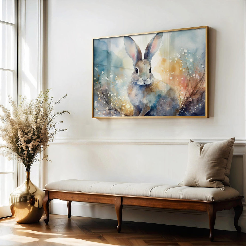 Hare Watercolour Painting, Animal Print, Cottagecore Farmhouse Gallery Wall Art, Original Art Hare Poster, Nature Home Decor Gift For Her