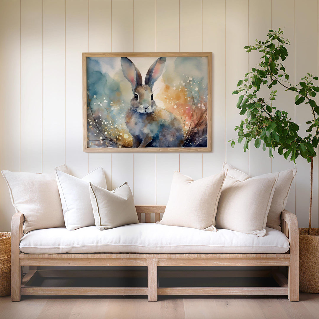 Hare Watercolour Painting, Animal Print, Cottagecore Farmhouse Gallery Wall Art, Original Art Hare Poster, Nature Home Decor Gift For Her