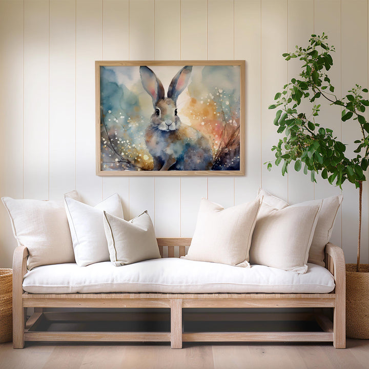 Hare Watercolour Painting, Animal Print, Cottagecore Farmhouse Gallery Wall Art, Original Art Hare Poster, Nature Home Decor Gift For Her