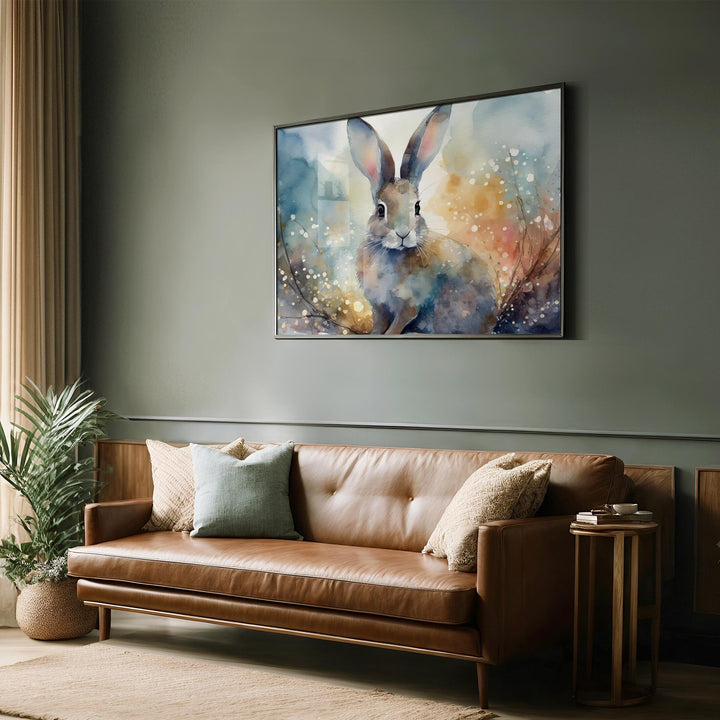 Hare Watercolour Painting, Animal Print, Cottagecore Farmhouse Gallery Wall Art, Original Art Hare Poster, Nature Home Decor Gift For Her