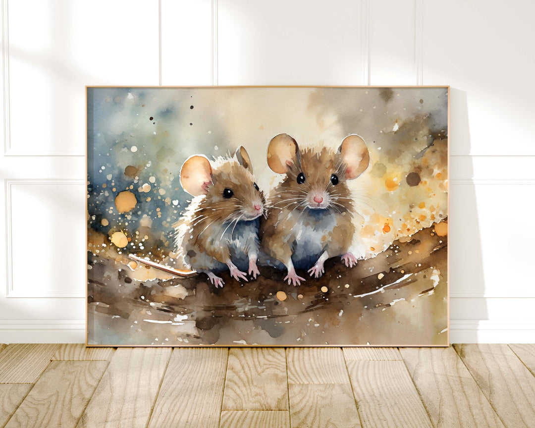 Mouse Watercolour Painting, Animal Print, Cottagecore Farmhouse Gallery Wall Art, Original Art Mouse Poster, Nature Home Decor Gift For Her