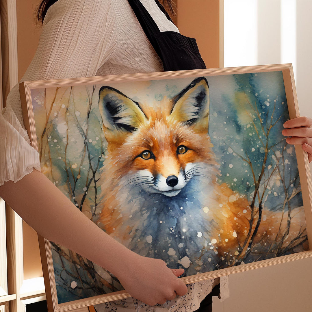 Fox Watercolour Painting, Animal Print, Cottagecore Farmhouse Gallery Wall Art, Original Art Fox Poster, Nature Lover Gift, Home Wall Decor