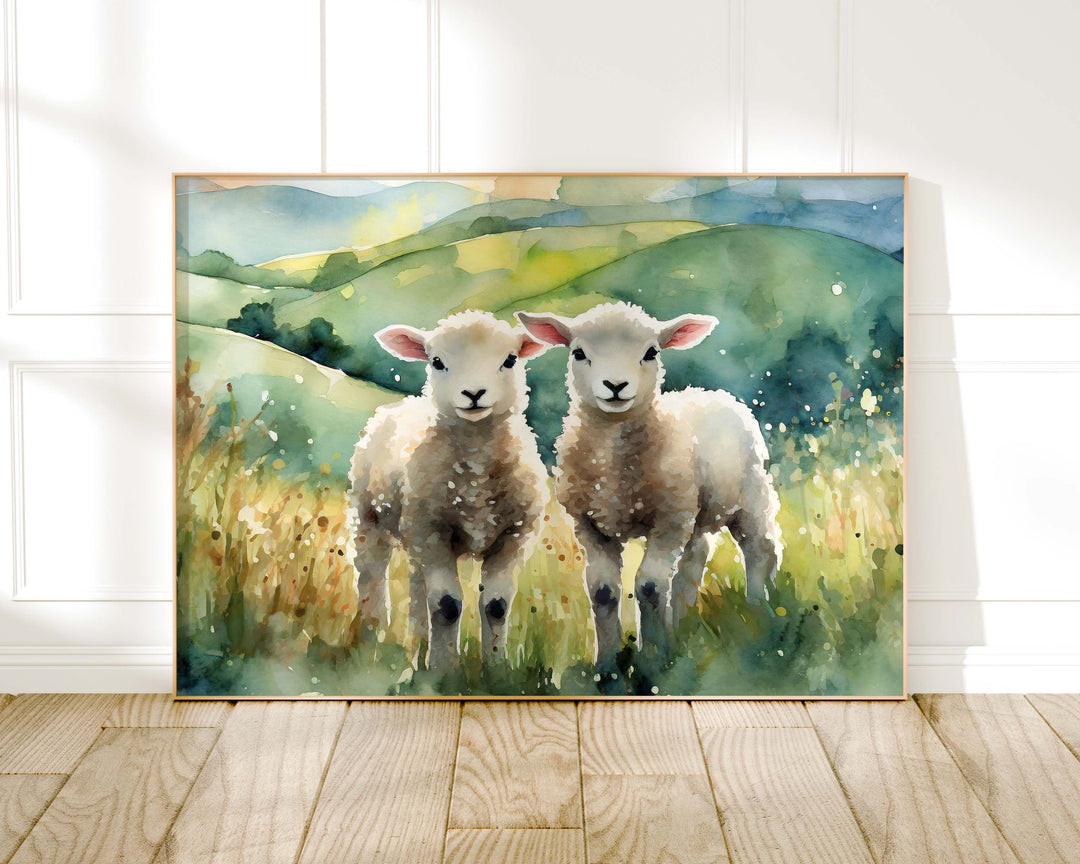 Sheep Watercolour Painting, Farming Animal Print, Cottagecore Farmhouse Decor, Original Living Room Wall Art, Nature Home Decor Farming Gift