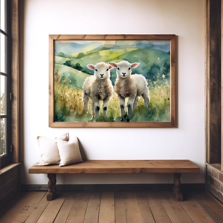 Sheep Watercolour Painting, Farming Animal Print, Cottagecore Farmhouse Decor, Original Living Room Wall Art, Nature Home Decor Farming Gift