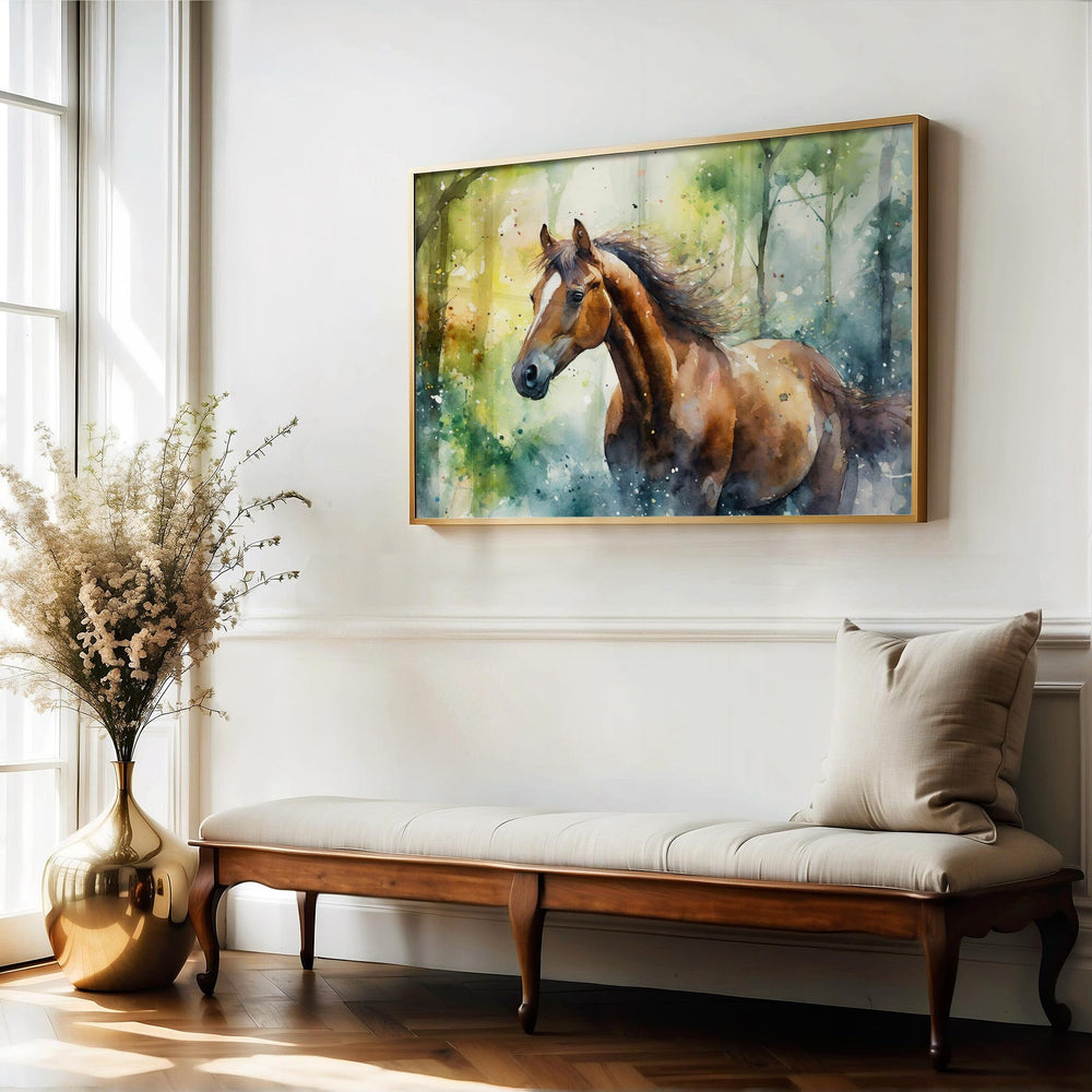 Horse Watercolour Painting, Farm Animals Print, Cottagecore Farmhouse Decor, Animal Poster, Living Room Wall Art, Nature Lover Horse Gift