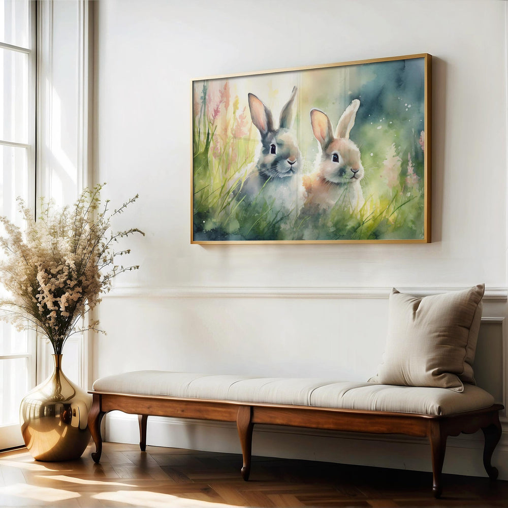 Rabbit Watercolour Painting, Animal Print, Cottagecore Farmhouse Gallery Wall Art, Wildlife Rabbit Poster, Nature Home Decor Gift For Her