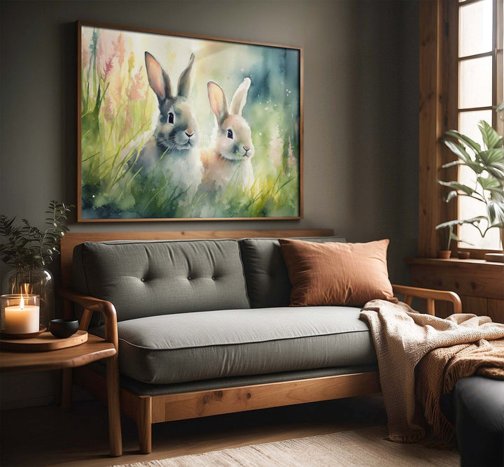 Rabbit Watercolour Painting, Animal Print, Cottagecore Farmhouse Gallery Wall Art, Wildlife Rabbit Poster, Nature Home Decor Gift For Her