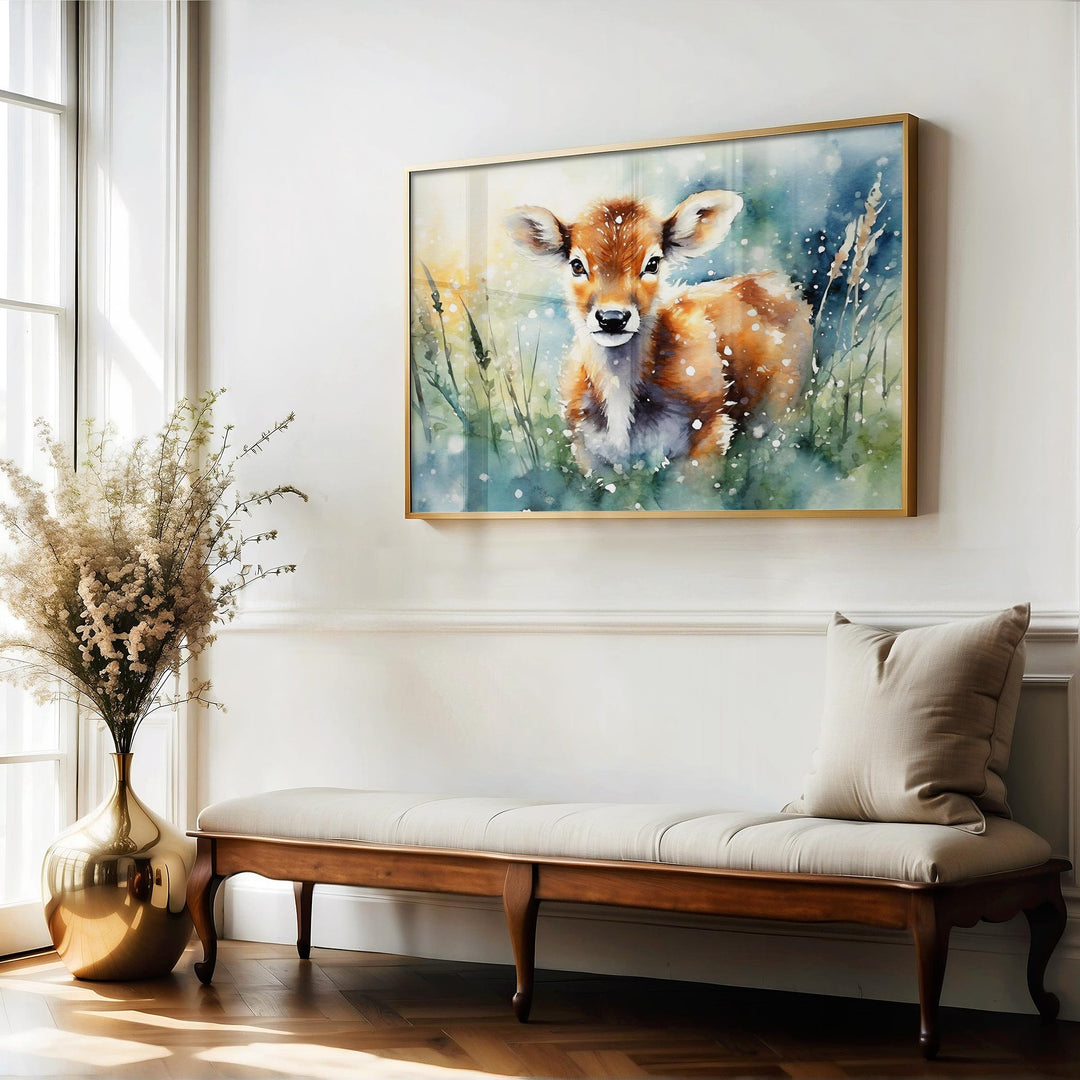 Cow Watercolour Painting, Farm Animal Print, Cottagecore Farmhouse Decor, Living Room Wall Art, Nature Lover Home Art Decor, Farming Gifts