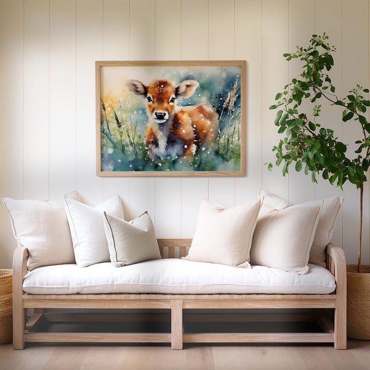 Cow Watercolour Painting, Farm Animal Print, Cottagecore Farmhouse Decor, Living Room Wall Art, Nature Lover Home Art Decor, Farming Gifts