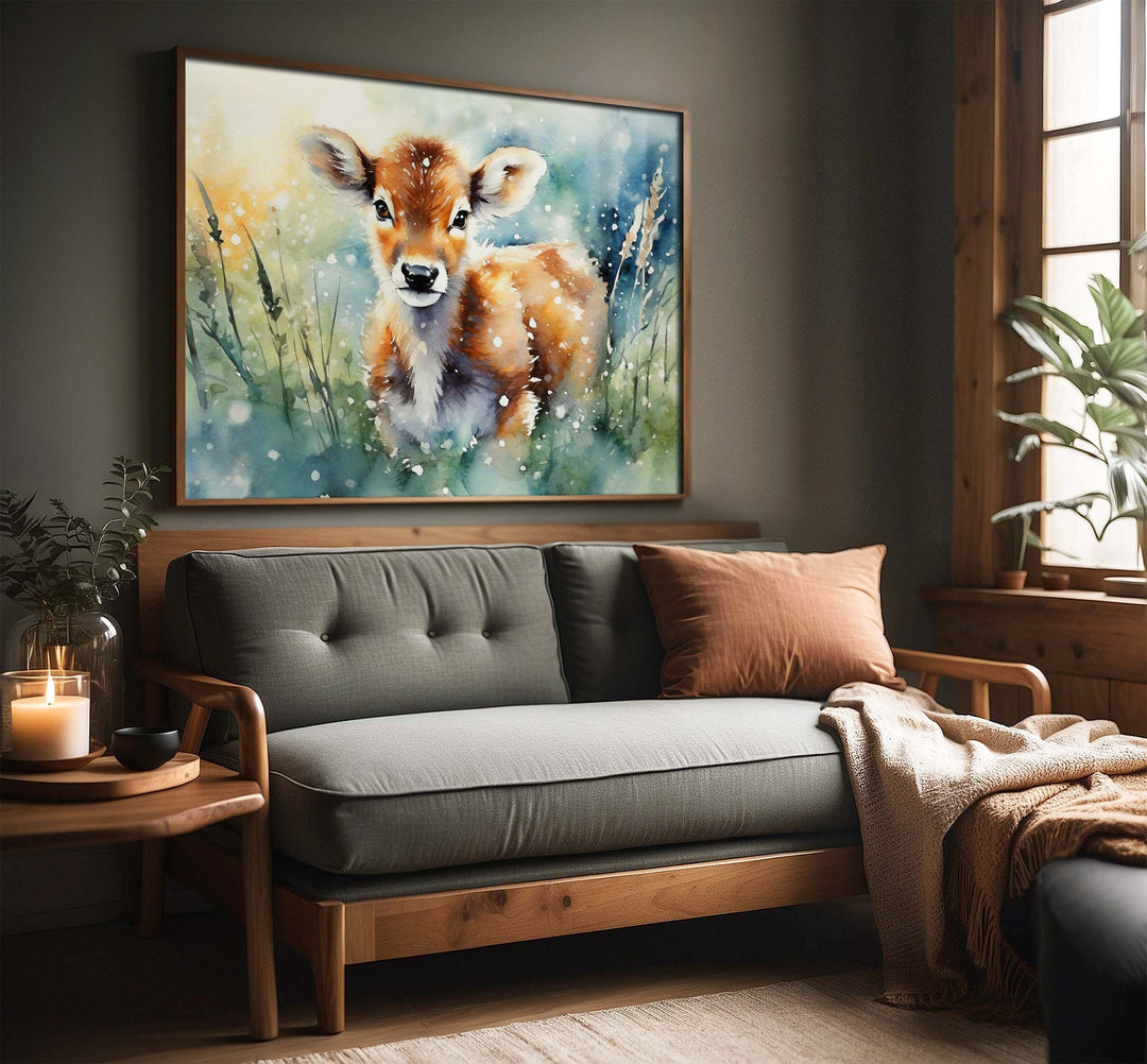 Cow Watercolour Painting, Farm Animal Print, Cottagecore Farmhouse Decor, Living Room Wall Art, Nature Lover Home Art Decor, Farming Gifts